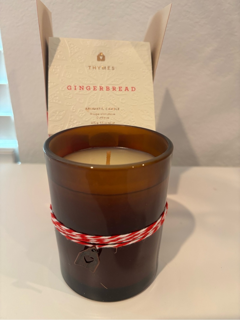 Thymes Gingerbread Aromatic Candle in Brown Glass